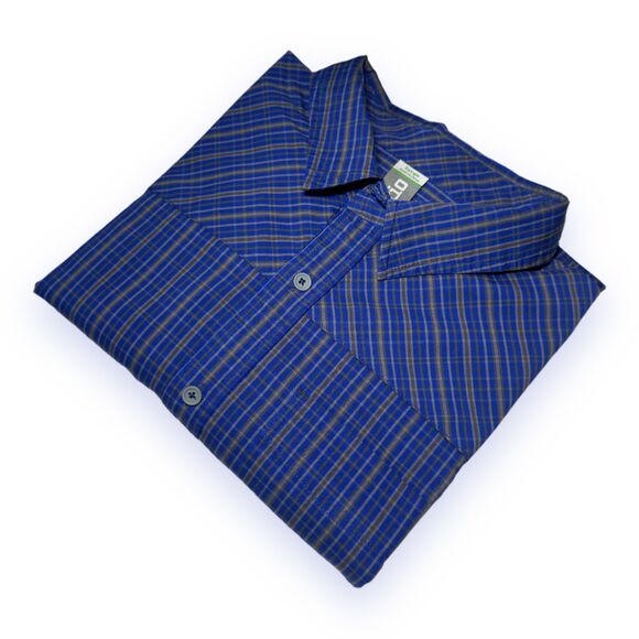 Stio Men's Large Bircher Blue Plaid LS Button-Up Performance Shirt D/C - EUC - Picture 8 of 12